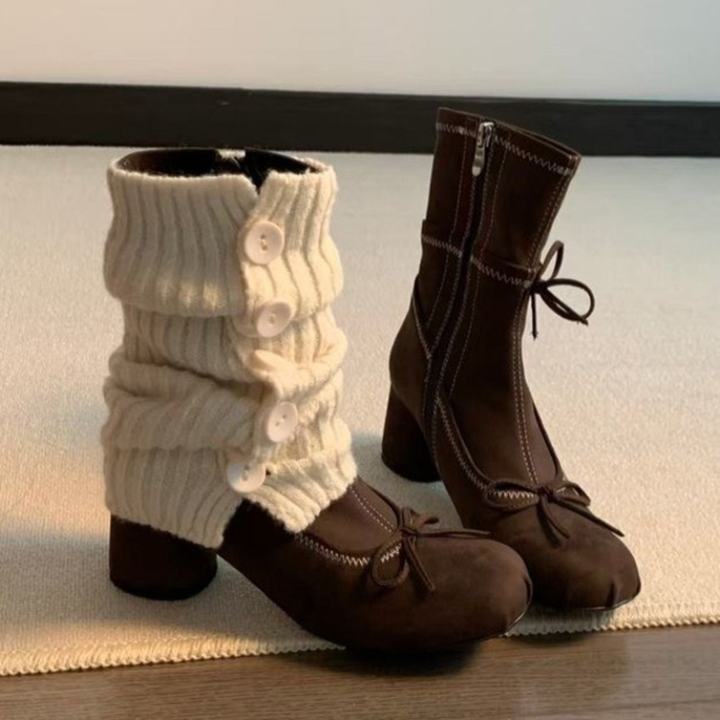 Women'S Shoes Chelsea - 리본 하이힐 여성 부츠 신상 메리제인