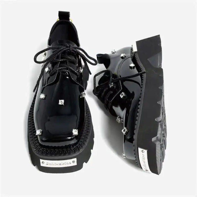 Women Shoes Sneakers - 여성 로퍼 크리스탈 플랫폼 청키 메리