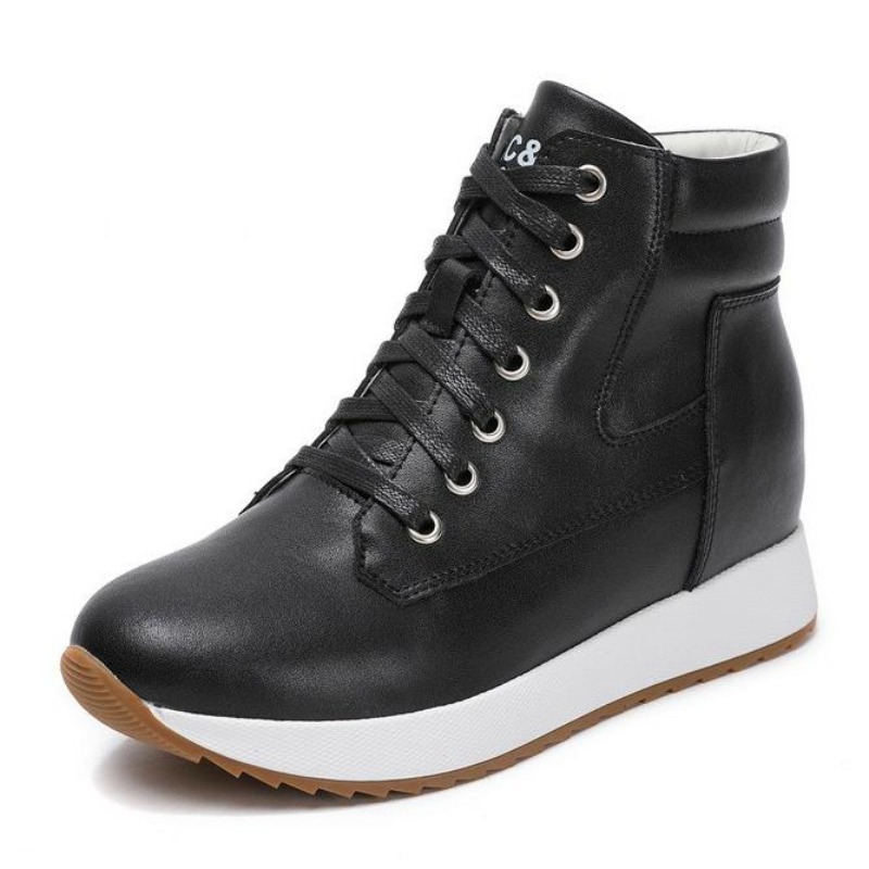 Platform Sneakers Chunky - 7CM 정품 가죽 여성 발목 부츠