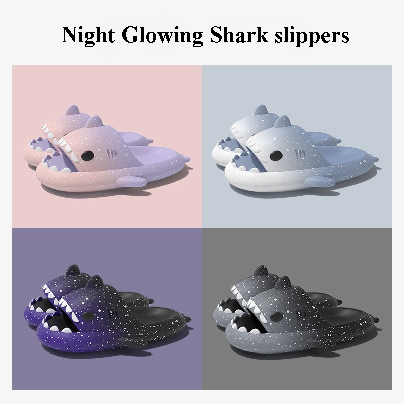 Women'S Shoes To Men'S Size - 여성을위한 귀여운 만화 상어 슬리퍼 남성
