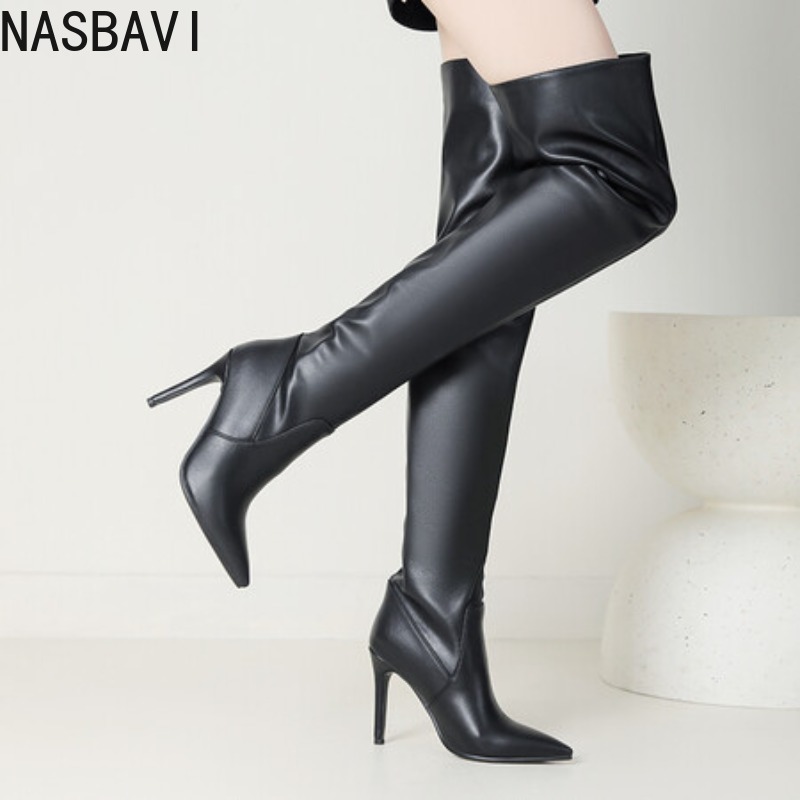 Zip Up Boots Short - NASBAVI 블랙 포인티드 토 럭셔리 디자이너