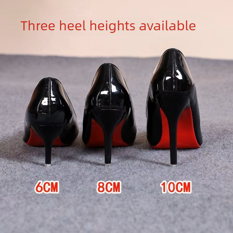 Patent Leather Pump - 섹시한 포인티드 토 에나멜 가죽 하이힐,