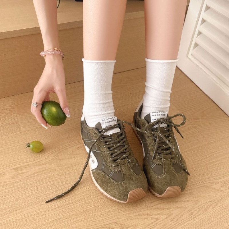 Women Shoes Sneakers - 레트로 컬러 블록 스니커즈 여성용 부드러운