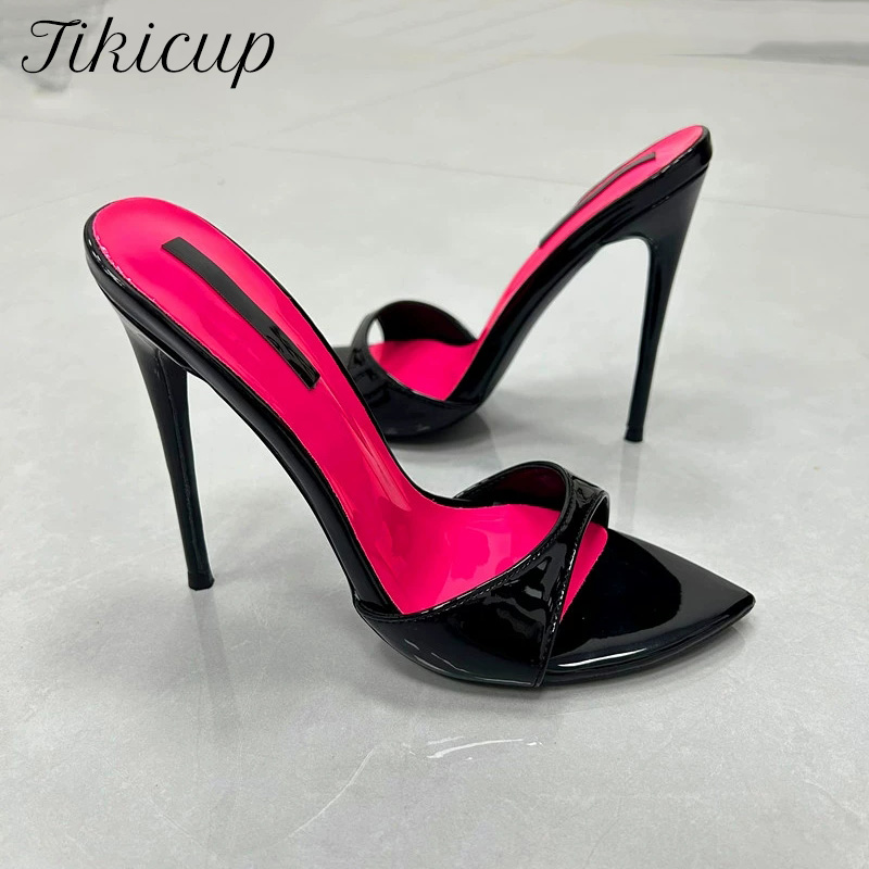 Patent Leather Pump - 여성 스틸레토 12cm 슬리퍼 섹시 블랙