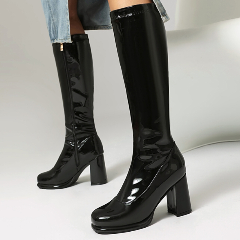Women'S Shoes Chelsea - 여성용 가죽 무릎 높이 부츠, 섹시한