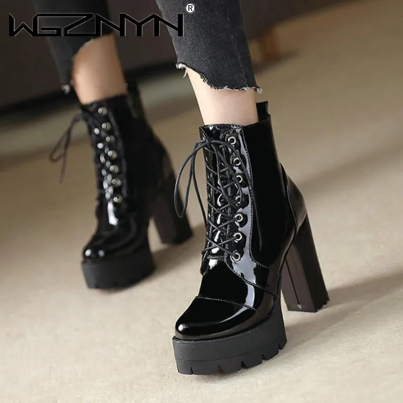 2025년형 두꺼운 굽의 여성용 에나멜 가죽 앵클 부츠 - Women'S Shoes Chelsea 리뷰 및 가격