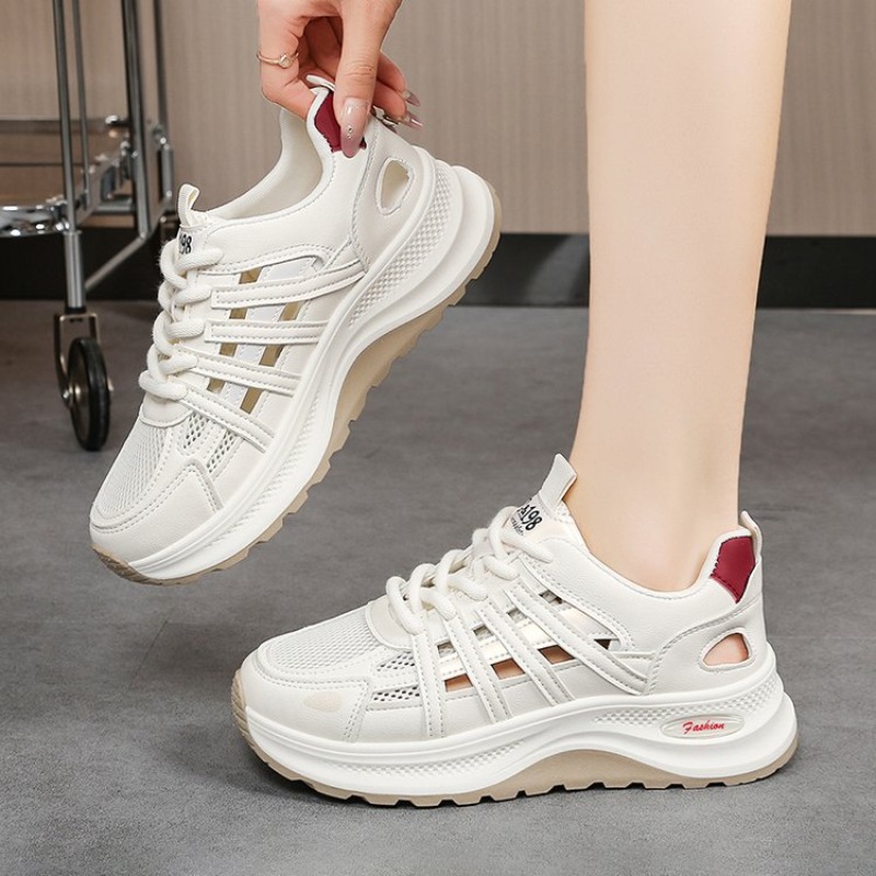 여성용 운동화 라운드 토 청키 솔 레이스업 메쉬 패널  - Platform Sneakers Chunky 리뷰 및 가격