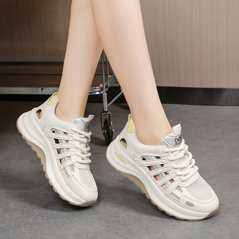 여성용 운동화 라운드 토 청키 솔 레이스업 메쉬 패널  - Platform Sneakers Chunky 리뷰 및 가격