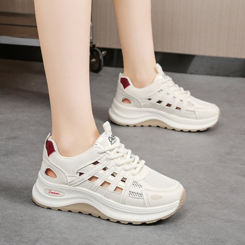 여성용 운동화 라운드 토 청키 솔 레이스업 메쉬 패널  - Platform Sneakers Chunky 리뷰 및 가격