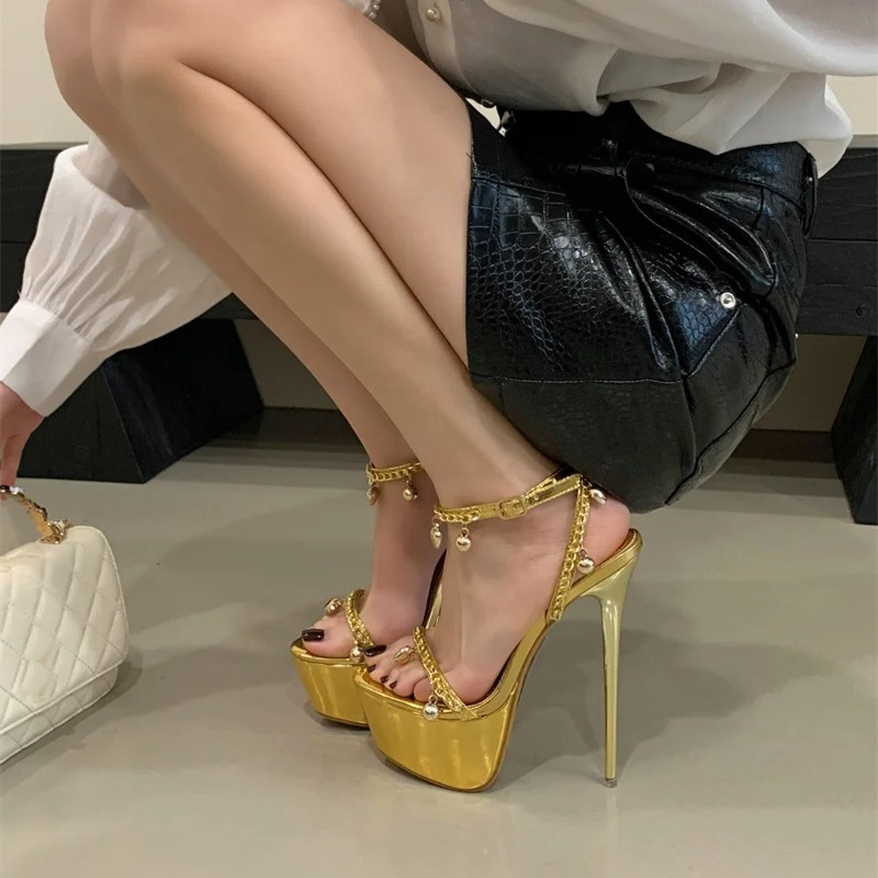 럭셔리 하트 벨 펜던트 디자인 샌들 여성용 신상 체인  - Gold Chain Sandal 리뷰 및 가격