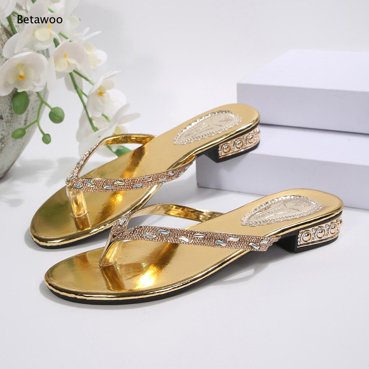 통 라인스톤 로우힐 슬라이드 샌들 발목 체인 장식 메탈 - Gold Chain Sandal 리뷰 및 가격