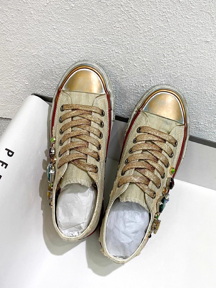 빈티지 여성 로우 컷 레이스 업 캔버스 신발 다채로운  - Women Shoes Joggers 리뷰 및 가격