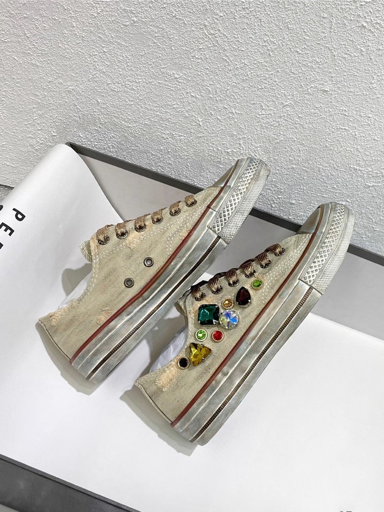 빈티지 여성 로우 컷 레이스 업 캔버스 신발 다채로운  - Women Shoes Joggers 리뷰 및 가격
