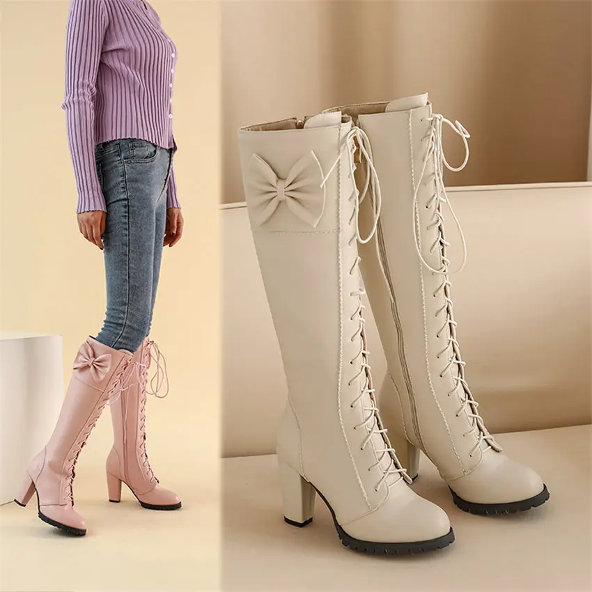 스위트 보타이 로리타 니하이 부츠 하이 청키 힐 블랙  - Zip Up Boots Short 리뷰 및 가격