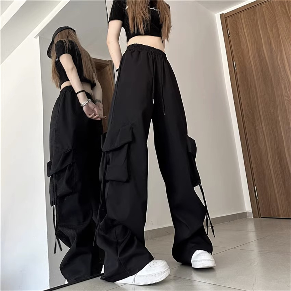 플러스 사이즈 여성 카고 바지 하이 웨이스트 솔리드 패 - Women Shoes Joggers 리뷰 및 가격
