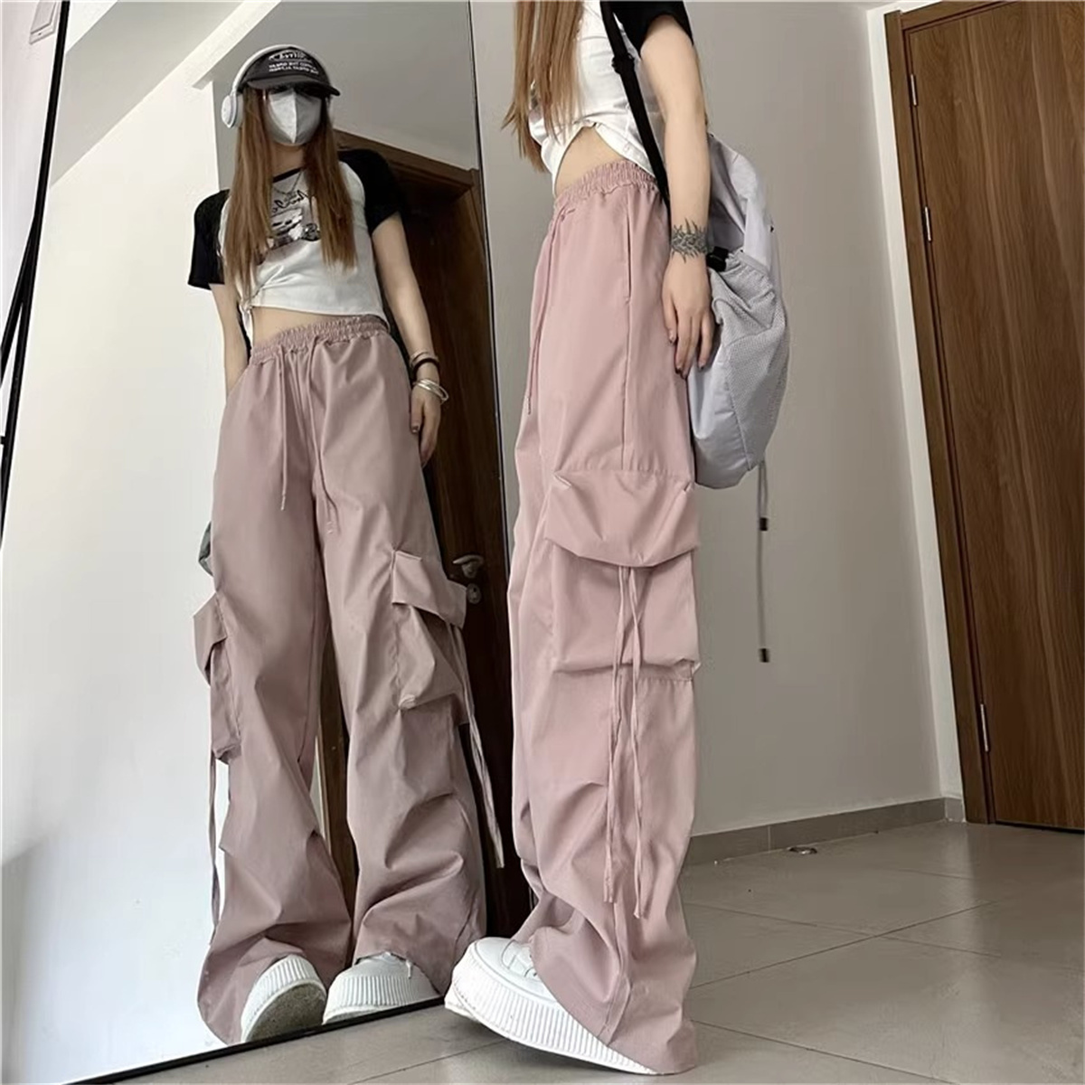 플러스 사이즈 여성 카고 바지 하이 웨이스트 솔리드 패 - Women Shoes Joggers 리뷰 및 가격