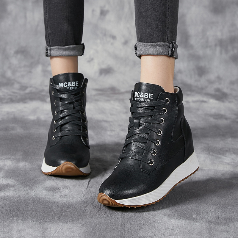 7CM 정품 가죽 여성 발목 부츠 플랫폼 웨지 숨겨진  - Platform Sneakers Chunky 리뷰 및 가격