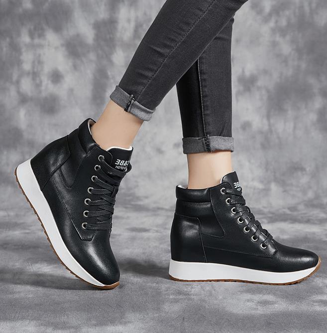 7CM 정품 가죽 여성 발목 부츠 플랫폼 웨지 숨겨진  - Platform Sneakers Chunky 리뷰 및 가격