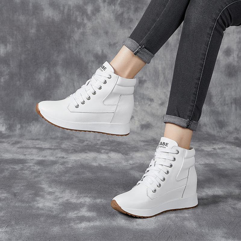 7CM 정품 가죽 여성 발목 부츠 플랫폼 웨지 숨겨진  - Platform Sneakers Chunky 리뷰 및 가격