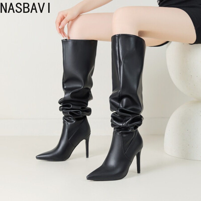 NASBAVI 블랙 포인티드 토 럭셔리 디자이너 여성  - Zip Up Boots Short 리뷰 및 가격