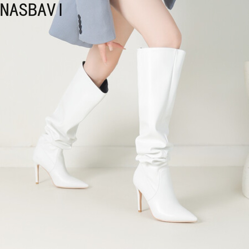NASBAVI 블랙 포인티드 토 럭셔리 디자이너 여성  - Zip Up Boots Short 리뷰 및 가격