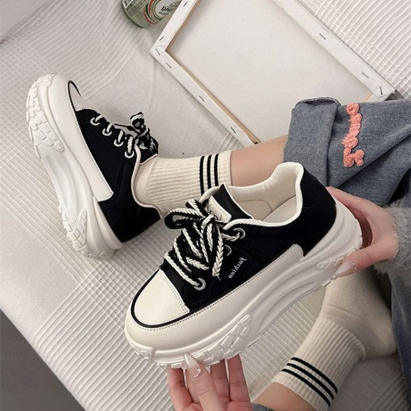 여성용 스프링 청키 화이트 스니커즈, 5cm 키높이 굽 - Platform Sneakers Chunky 리뷰 및 가격