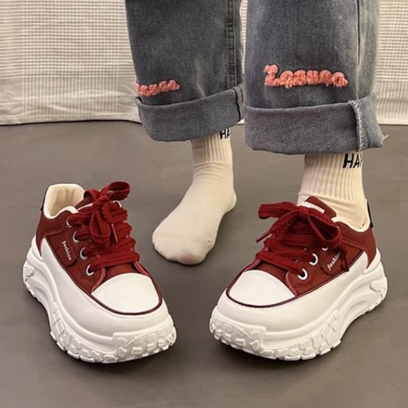 여성용 스프링 청키 화이트 스니커즈, 5cm 키높이 굽 - Platform Sneakers Chunky 리뷰 및 가격