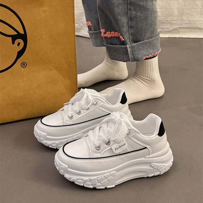 여성용 스프링 청키 화이트 스니커즈, 5cm 키높이 굽 - Platform Sneakers Chunky 리뷰 및 가격