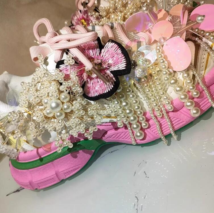 공주 스타일 진주 비즈 장식 태슬 스팽글 아빠 신발 자 - Women Shoes Store 리뷰 및 가격