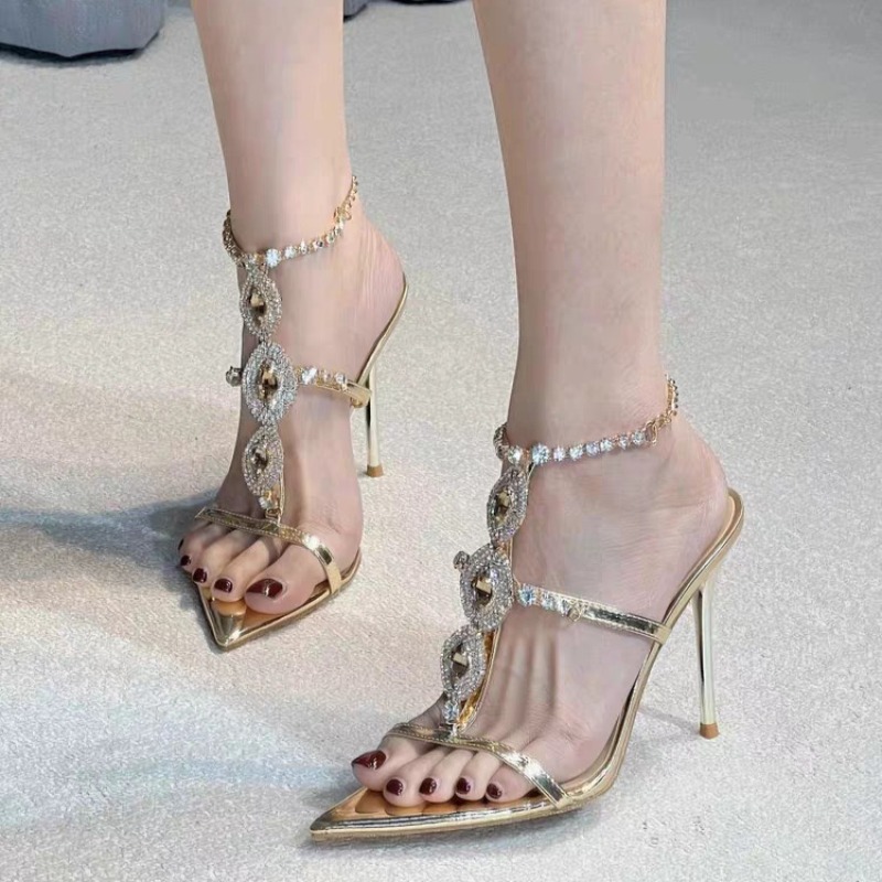 여성 샌들 럭셔리 골드 보석 하이힐 디자이너 체인 섹시 - Gold Chain Sandal 리뷰 및 가격