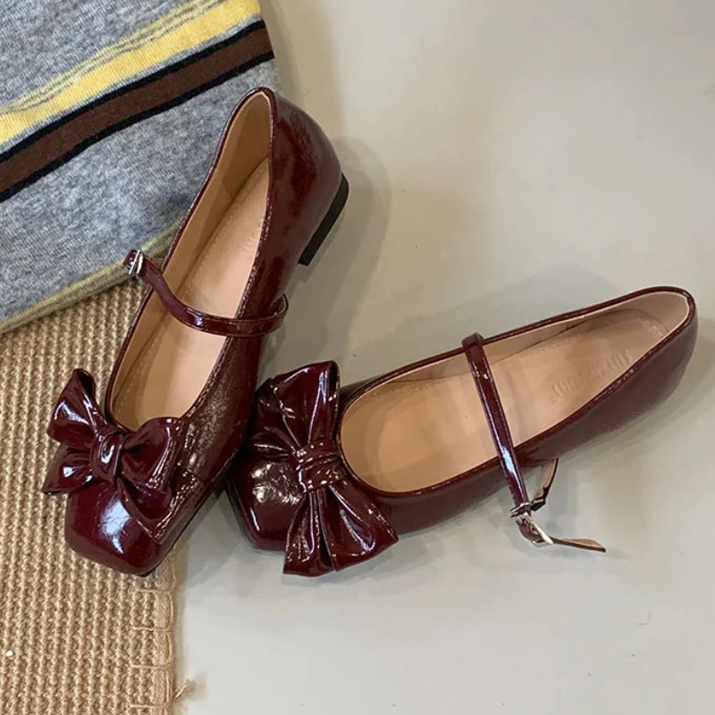 귀여운 리본 스퀘어 토 디자인 골드 여성 펌프스 우아한 - Women Shoes Brands 리뷰 및 가격