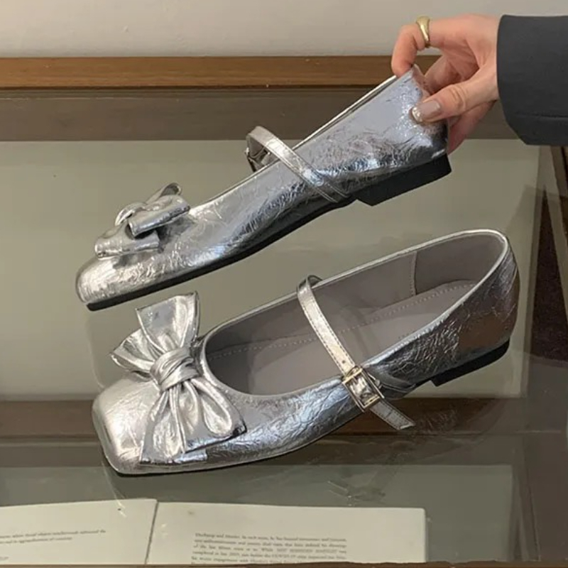 귀여운 리본 스퀘어 토 디자인 골드 여성 펌프스 우아한 - Women Shoes Brands 리뷰 및 가격