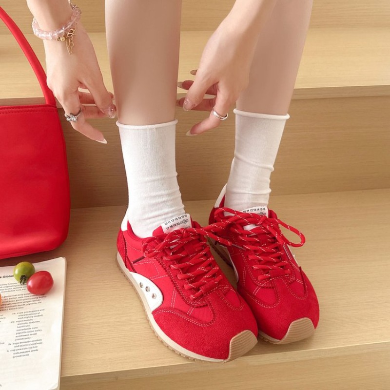 레트로 컬러 블록 스니커즈 여성용 부드러운 플랫 런닝화 - Women Shoes Sneakers 리뷰 및 가격