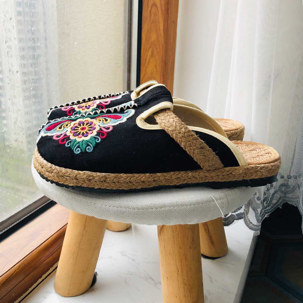 Veowalk-여성 캐주얼 린넨 수제 자수 뮬 플랫 슬 - Women'S Shoes Vegan 리뷰 및 가격