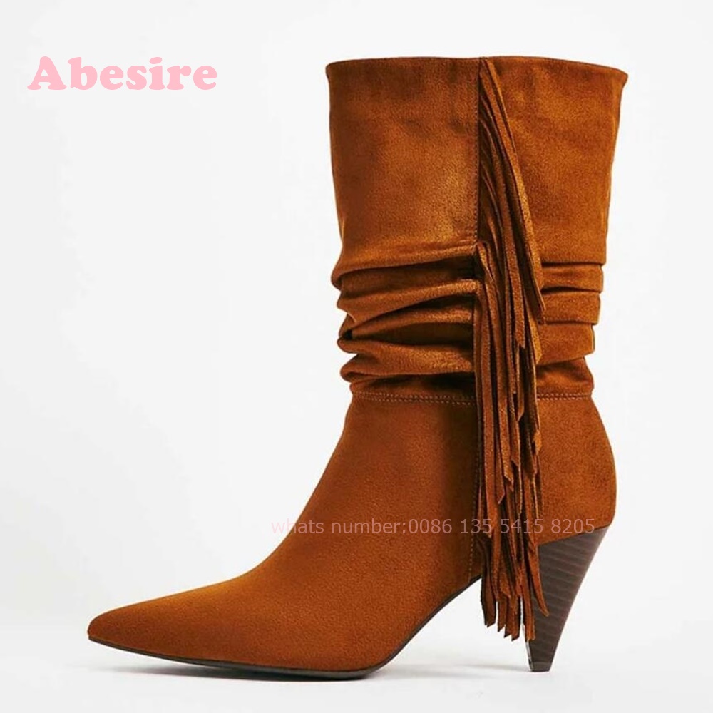 화이트 콘 힐 프린지 슈즈, 비건 스웨이드 미드 카프  - Women'S Shoes Vegan 리뷰 및 가격