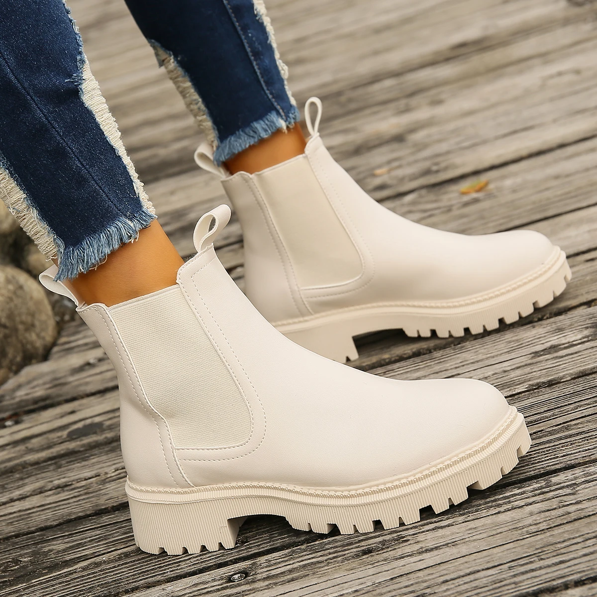 새로운 가을 겨울 첼시 부츠 여성 플랫폼 브라운 블랙  - Women Shoes Types 리뷰 및 가격