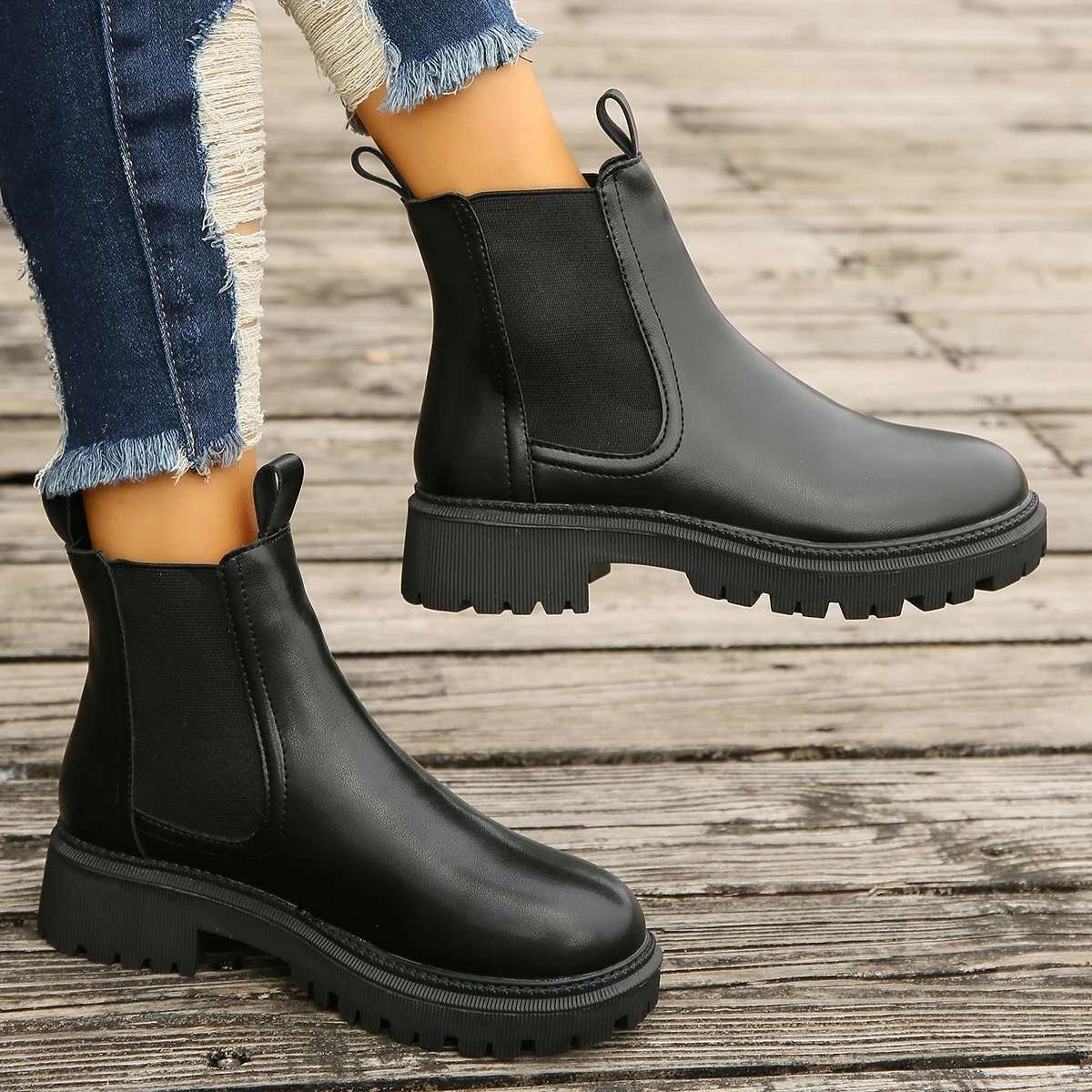 새로운 가을 겨울 첼시 부츠 여성 플랫폼 브라운 블랙  - Women Shoes Types 리뷰 및 가격