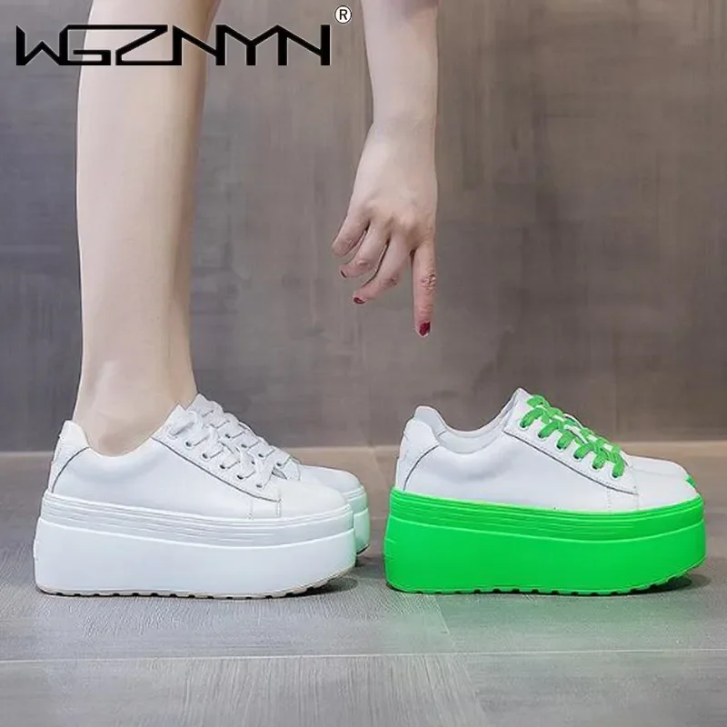 럭셔리 가을 정품 가죽 여성 캐주얼 신발 슈퍼 두꺼운  - Platform Sneakers Chunky 리뷰 및 가격