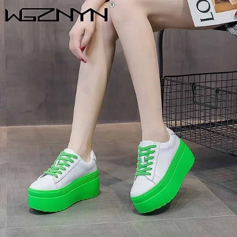 럭셔리 가을 정품 가죽 여성 캐주얼 신발 슈퍼 두꺼운  - Platform Sneakers Chunky 리뷰 및 가격
