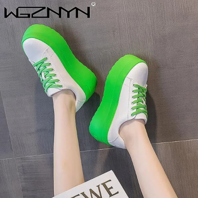 럭셔리 가을 정품 가죽 여성 캐주얼 신발 슈퍼 두꺼운  - Platform Sneakers Chunky 리뷰 및 가격