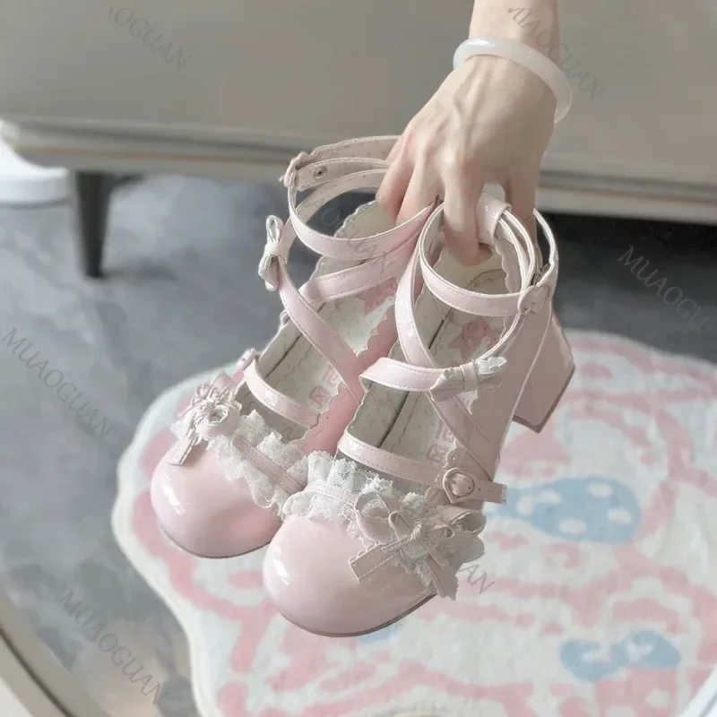 로리타 레드 하이힐 귀여운 펌프스 슈즈 봄 가을 레이스 - Patent Leather Pump 리뷰 및 가격