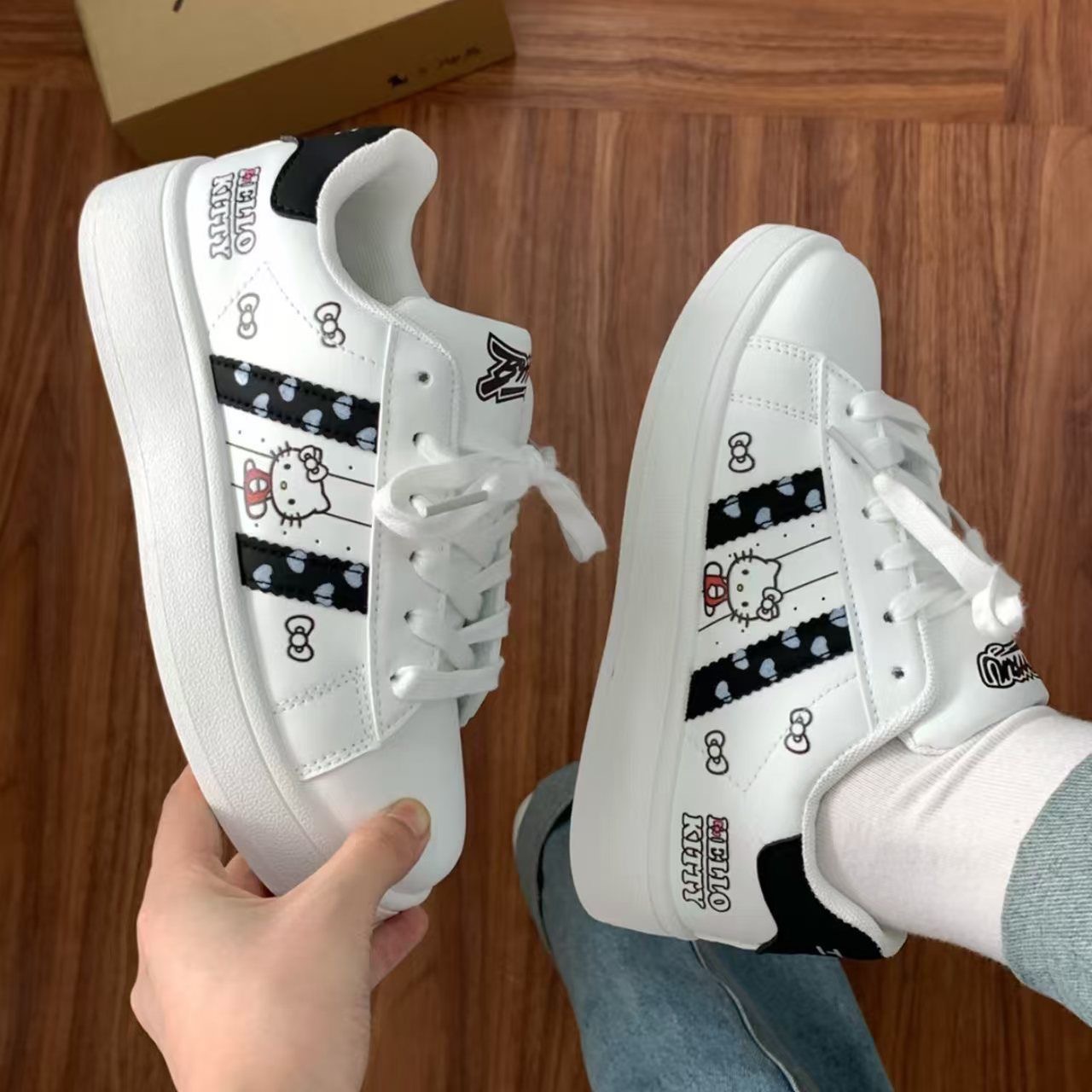 패션 헬로 키티 캐주얼 보드 신발 귀여운 운동화 소녀  - Women Shoes Sneakers 리뷰 및 가격