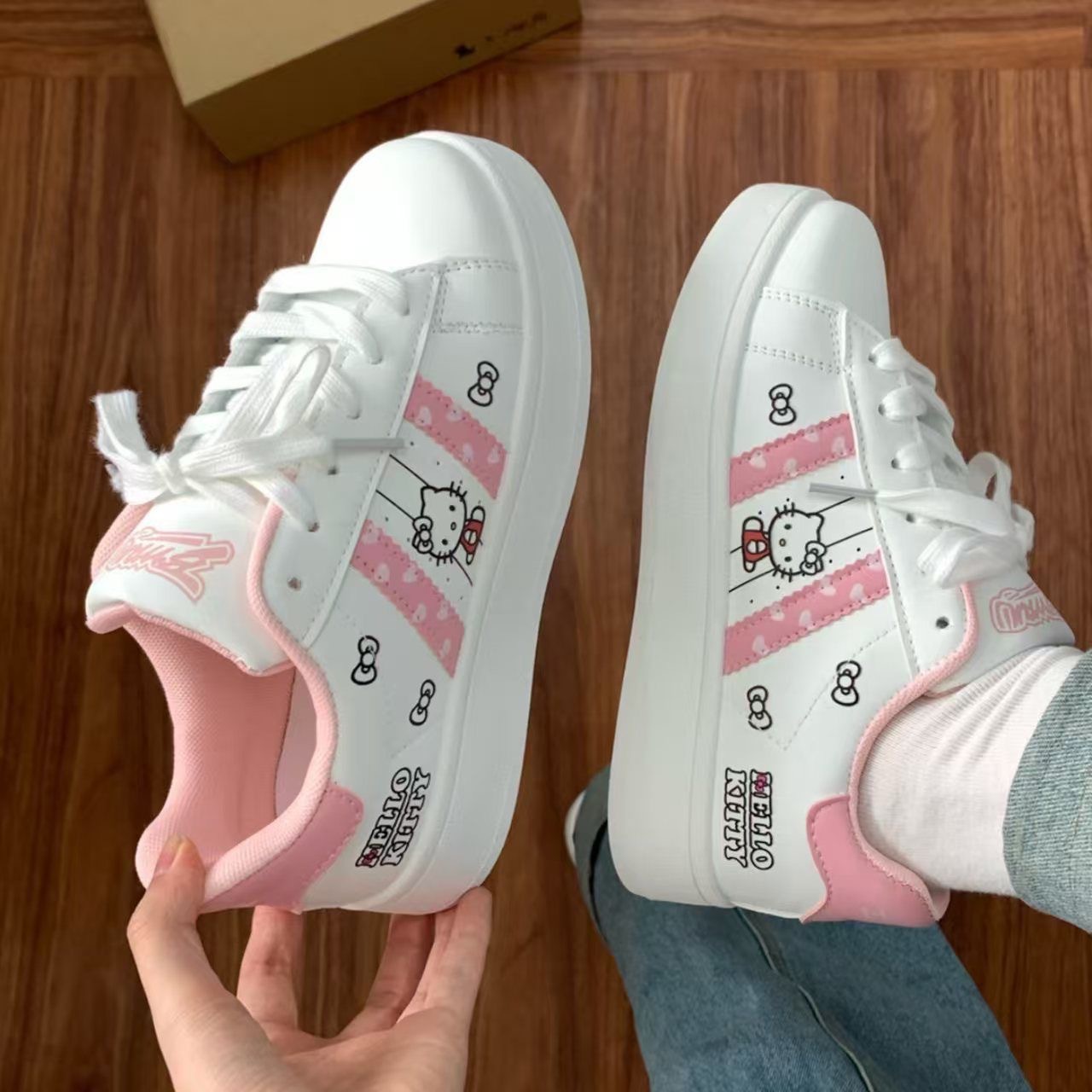 패션 헬로 키티 캐주얼 보드 신발 귀여운 운동화 소녀  - Women Shoes Sneakers 리뷰 및 가격