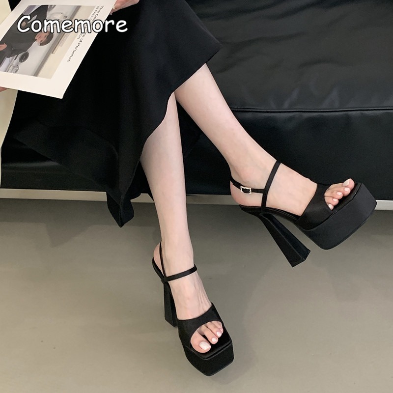 15CM 하이힐 청키 플랫폼 스퀘어 토 새틴 샌들 여성 - Platform Sneakers Chunky 리뷰 및 가격