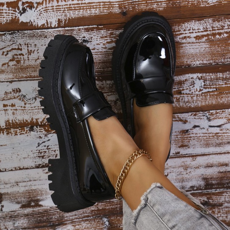 특허 가죽 메드 힐 로퍼 신발 여성 솔리드 컬러 슬립  - Patent Leather Pump 리뷰 및 가격