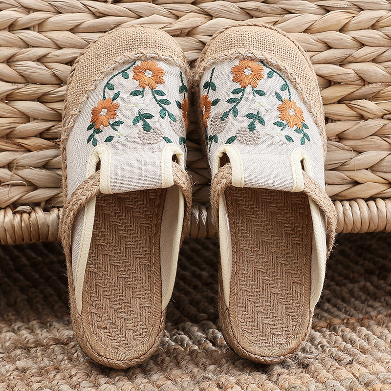 2026년 신상 수제 여성 캐주얼 린넨 자수 뮬 플랫  - Women'S Shoes Vegan 리뷰 및 가격