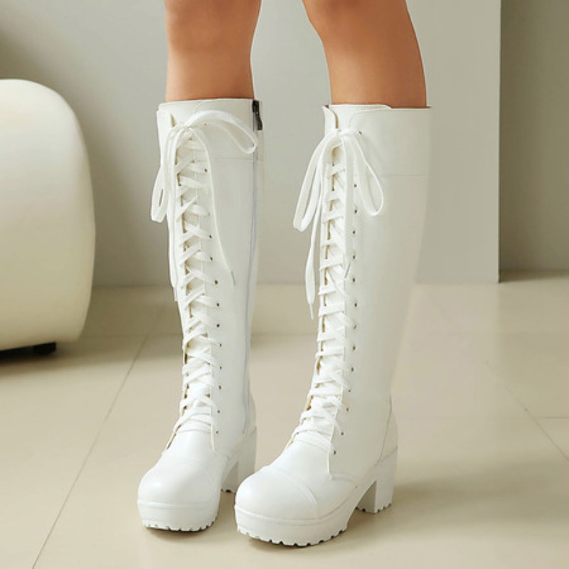 여성용 무릎 높이 레이스업 컴뱃 부츠 청키 플랫폼 고스 - Zip Up Boots Short 리뷰 및 가격