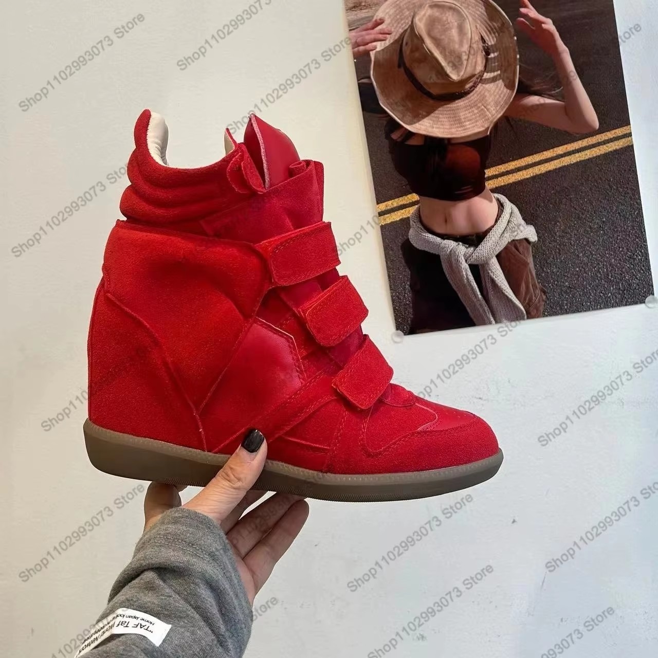 여성용 히든 웨지힐 하이탑 스니커즈 스웨이드 가죽 스플 - Women Shoes Store 리뷰 및 가격