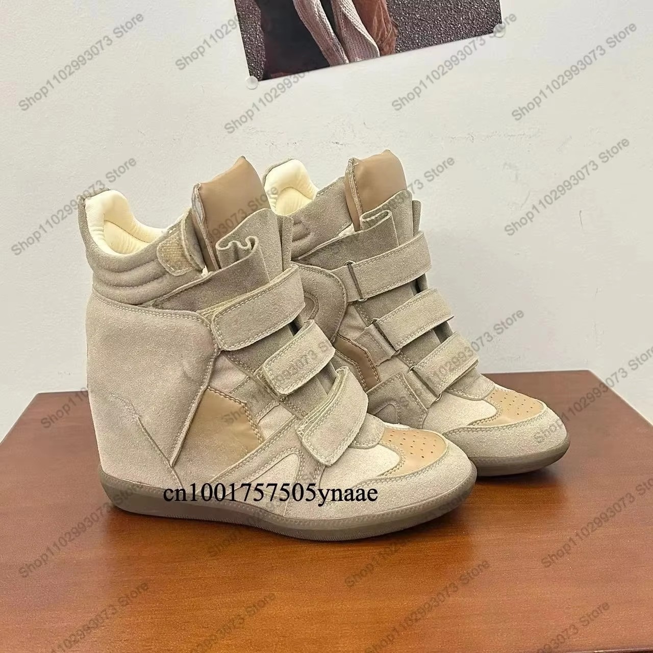 여성용 히든 웨지힐 하이탑 스니커즈 스웨이드 가죽 스플 - Women Shoes Store 리뷰 및 가격