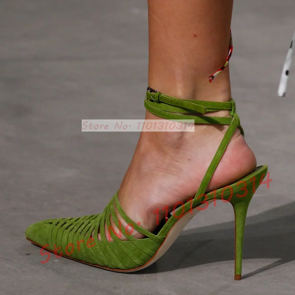 여성용 녹색 비건 스웨이드 스트랩 샌들, 할로우 아웃  - Women'S Shoes Vegan 리뷰 및 가격
